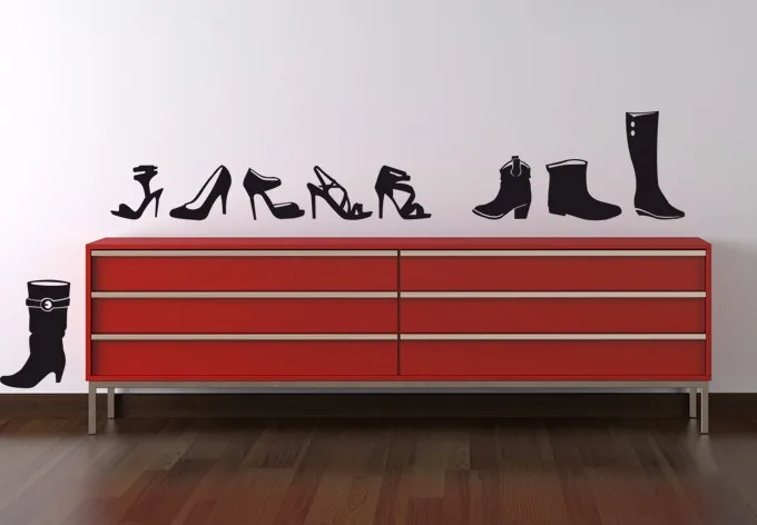 Новая модная обувь на высоком каблуке черные настенные наклейки виниловые