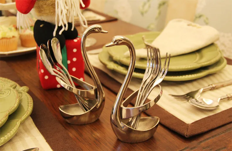 7 шт. элегантный держатель в форме лебедя из нержавеющей стали маленький кофе