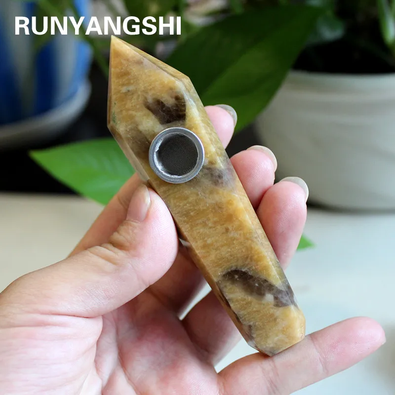 Runyangshi 1 шт. натуральный Леопардовый камень Кварцевая курительная трубка YB60