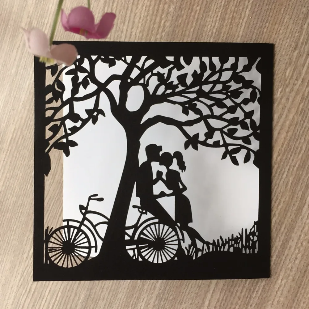 

50Pcs/Lot Warm And Sweet Laser Cut Wedding Invitation Cards Blessing Card Romantic Decorative Cards
