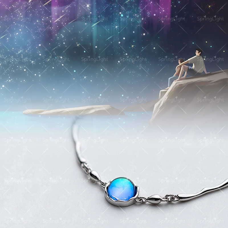 Женский браслет Aurora Design изящное ювелирное изделие из серебра 925 пробы с синим