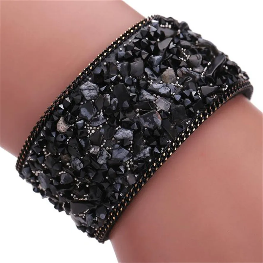 Браслеты из воловьей кожи с кристаллами 222510|wrist chain|bracelet braceletstone bracelet |