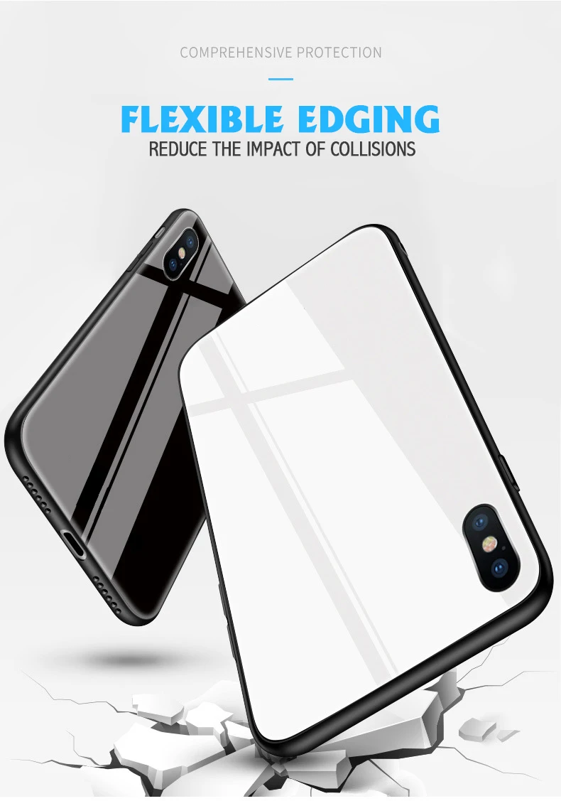 Роскошные чехлы для телефонов из закаленного стекла для iPhone 7, 8, 6, 6s Plus, стеклянная задняя силиконовая Противоударная крышка для iPhone 11 Pro X, XR, XS MAX
