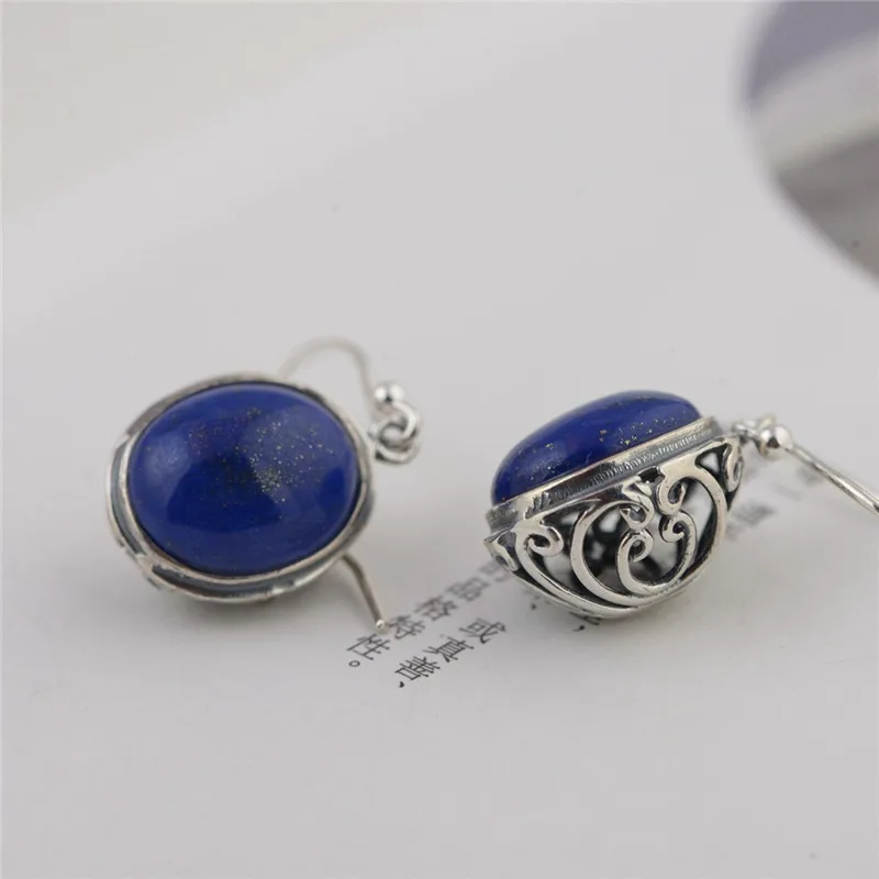 Лучше реальные серьги из серебра 925 пробы с камнем лазурит для женщин подарок ретро модные украшения бесплатная доставка.