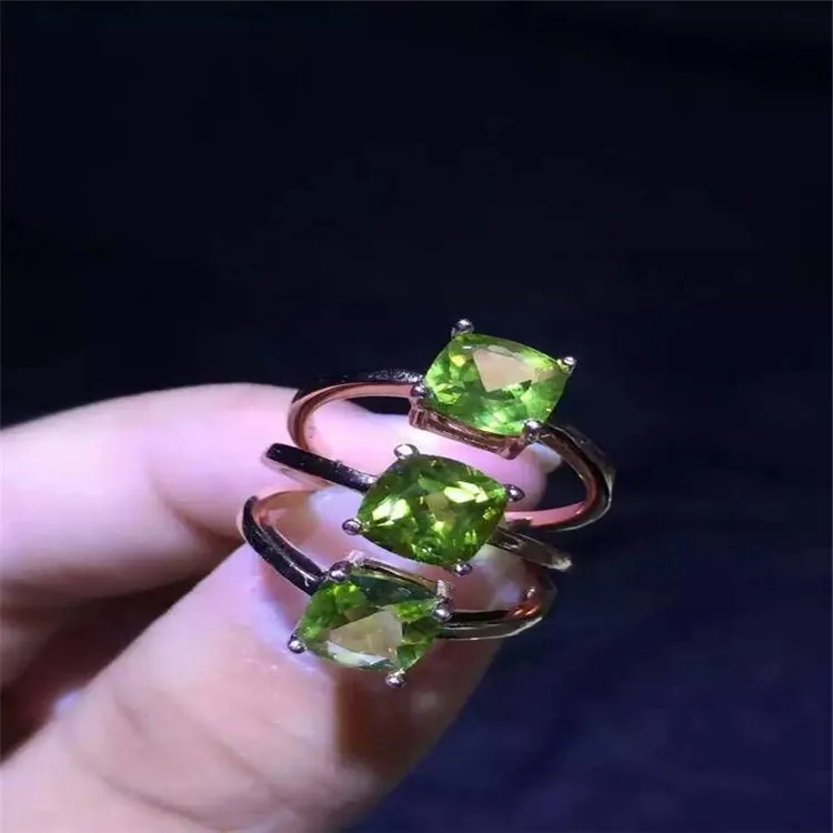 

KJJEAXCMY fine jewelry 925 Silver inlay natural olivine crystal ring inlay jewelry wholesale button ring for women high quality