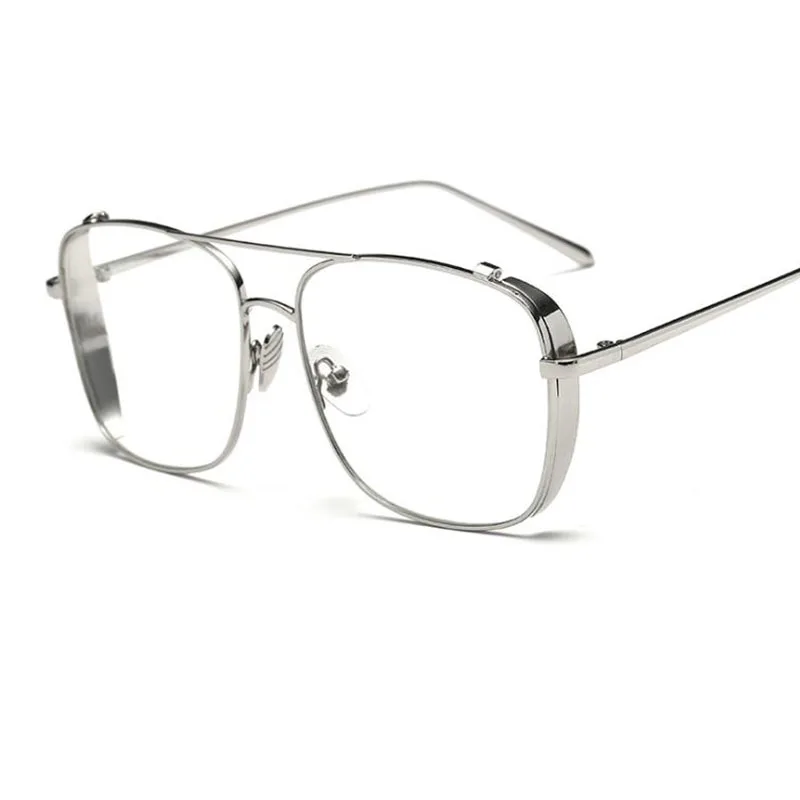 Мужская квадратная оправа для очков большого размера металлическая пилота