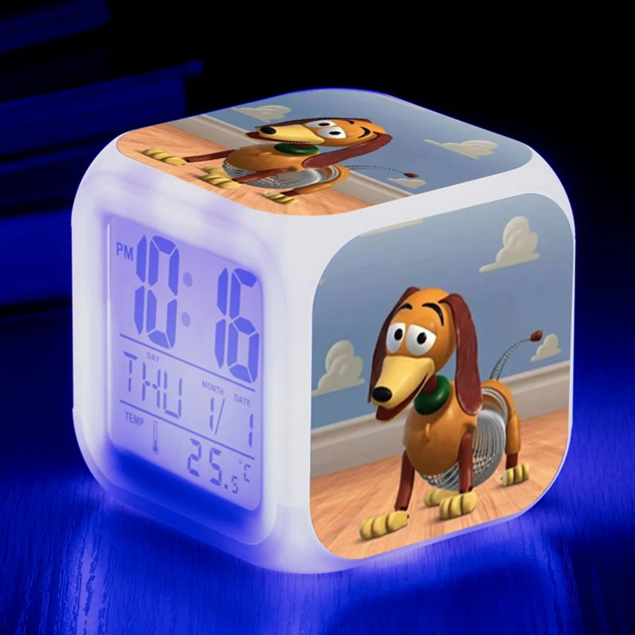 Toy story 4 buzz lightyear Вуди и Джесси будильник, светящийся светодиодный, изменение цвета, цифровые часы для детской комнаты, многофункциональные игрушки - Цвет: 13