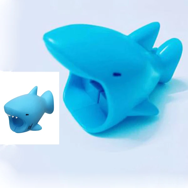 Дропшиппинг большой кабель Chompers 1 шт. телефон укус аксессуар животное кабель протектор для Iphone кабель собака укус Тигр Панда акула - Цвет: Синий