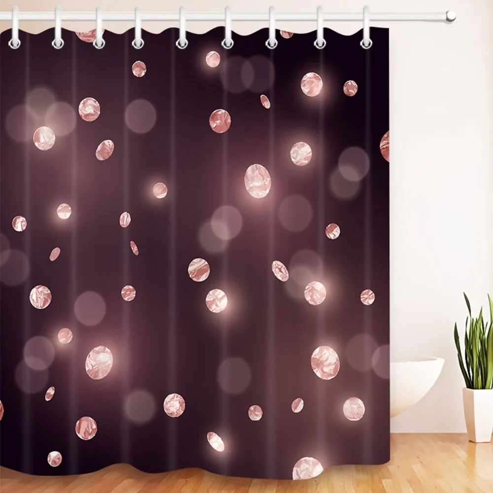 

LB 72''Sparkling Metallic Rose Gold Confetti Shower Curtains Waterproof Polyester Bathroom Curtain Fabric for Bathtub Home Decor