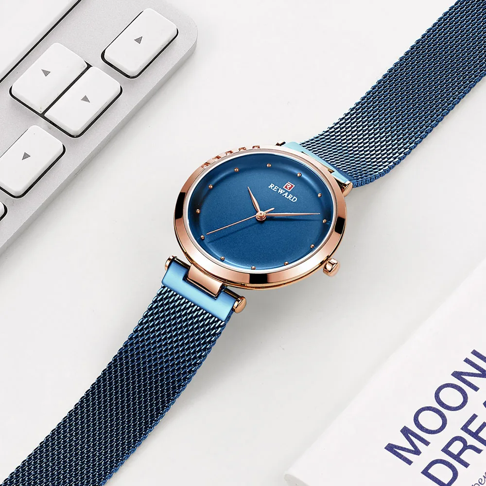 Часы наручные женские кварцевые Роскошные водонепроницаемые с синим звездным