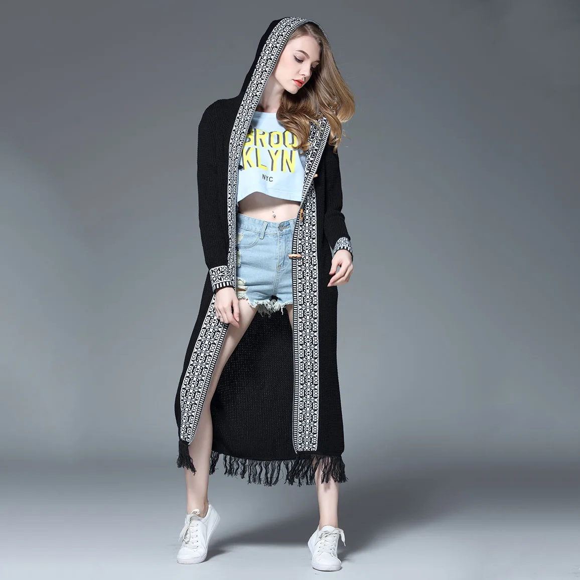 Фото 2018 модный весенний тренч для женщин тяжелое жаккардовое длинное пальто с