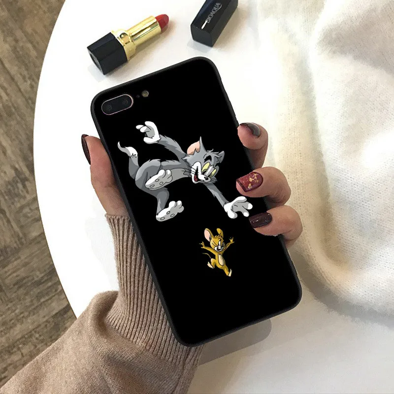Милый мультяшный Том и Джерри чехол для телефона для iPhone XS MAX XR черный мягкий ТПУ чехол для iPhone X 7 8 6S 6 Plus 11Pro MAX чехол - Цвет: TPU