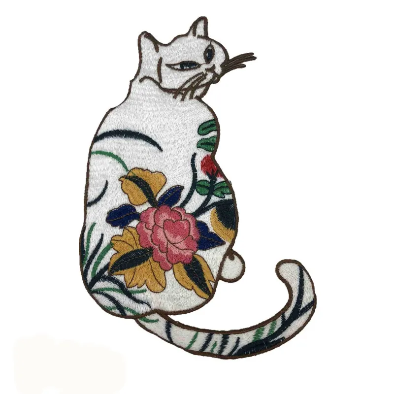FFLACELL Милая кошка Цветы винтажная расшитая бисером аппликация Ткани Свитера с