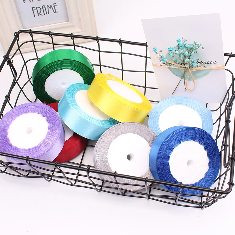 Hot2.5cm25Yards/рулон Grosgrain атласные ленты Свадьба Рождество вечеринка Декоративная