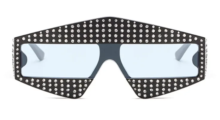 C3 black blue Подиумные шоу прямоугольные солнцезащитные очки для женщин 400 шт блестящие стразы оправа для мужчин 45495 CCSPACE брендовые роскошные очки Модные оттенки - Цвет линз: C3 black blue