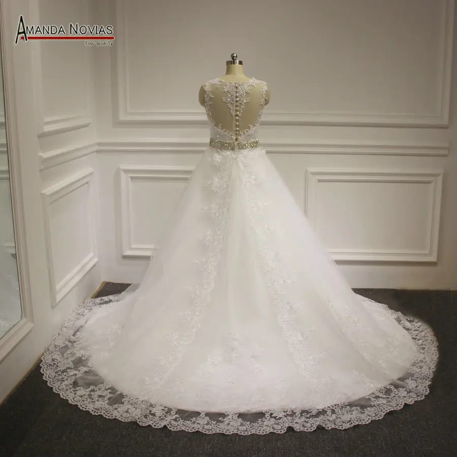 Платье без рукавов с кружевной аппликацией Amanda Novias 2019|vestido de noiva|de noivawedding dress lace |