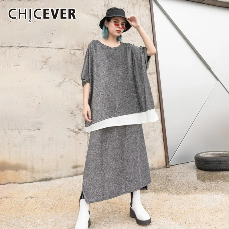 Женский костюм двойка CHICEVER футболка с круглым вырезом и эластичной высокой