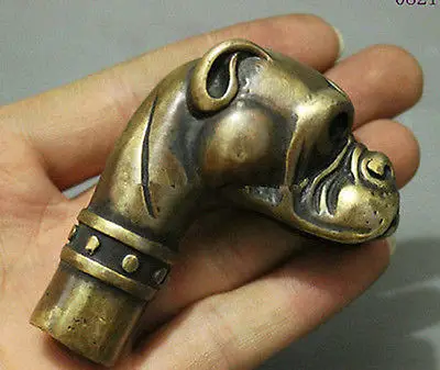 Китайская резная статуя головы собаки ручной работы из старой бронзы голова