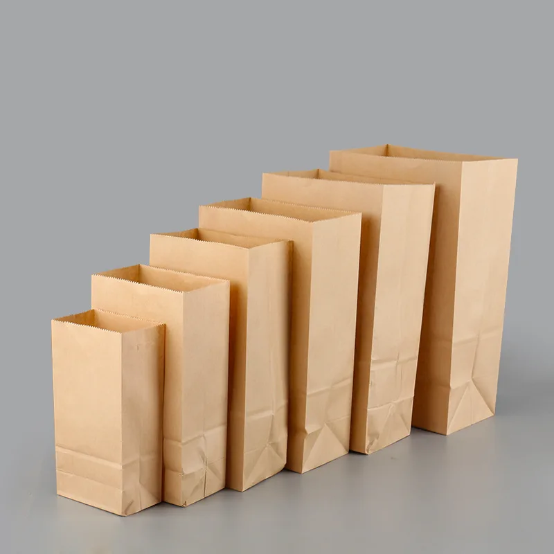

100pcs/lot brown white Kraft paper cake bags box food packaging Jewelry Bread Candy Party Bags For Boutique cookie