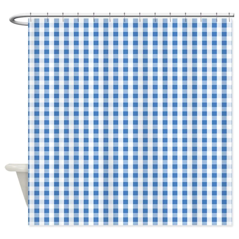 Наш дом маленький синий Gingham занавеска для душа декоративная ткань набор
