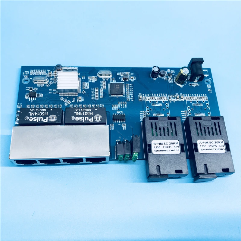 Ethernet коммутатор 2G4E 10/100/1000M Gigabit волоконно оптический преобразователь один режим 4