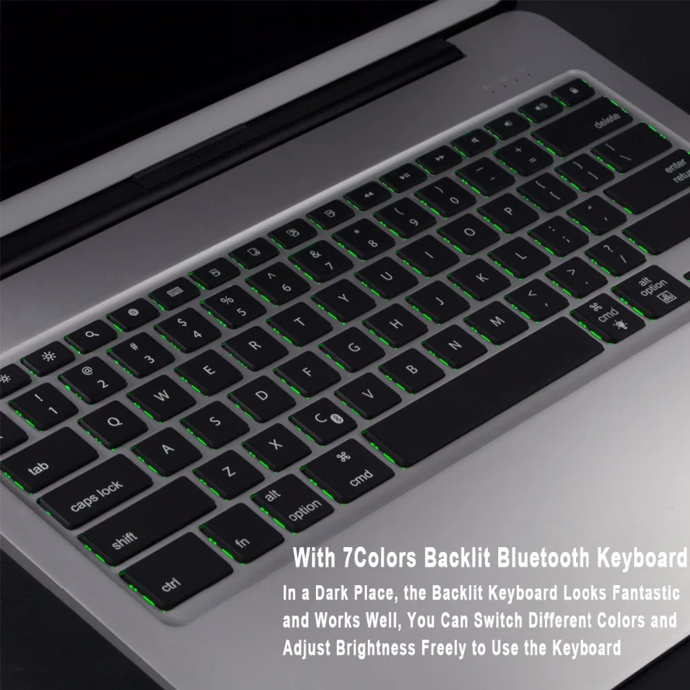 Тонкая беспроводная Bluetooth клавиатура с подсветкой из алюминиевого сплава чехол