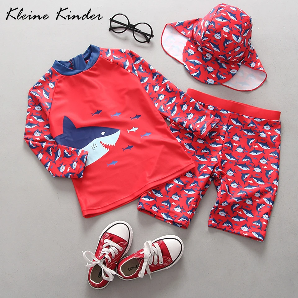 2018 купальный костюм для мальчиков из двух предметов с принтом Рашгард красная