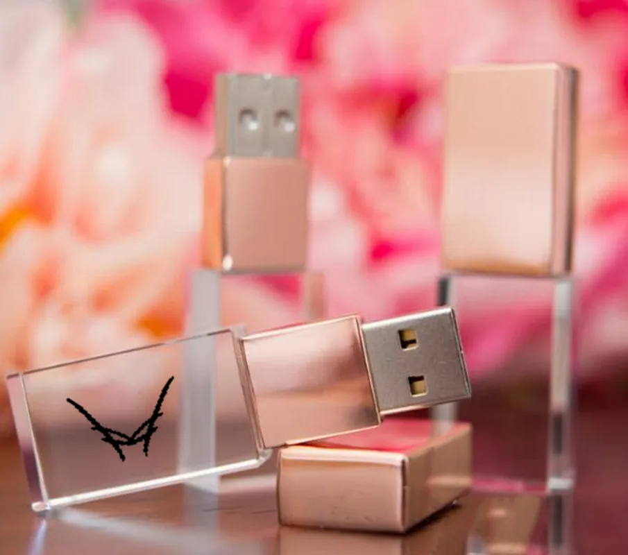 Плата за логотип! элегантный розовый Золотой ярко-розовый кристалл usb 2,0 флеш-накопитель