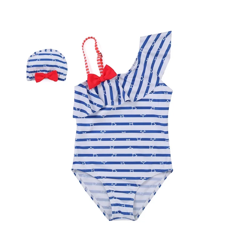 2019 Kids Swimming Suits Girls One Shoulder Children Swimwear For Infant Swimsuit Girl Child Summer Swim Wear | Спорт и развлечения