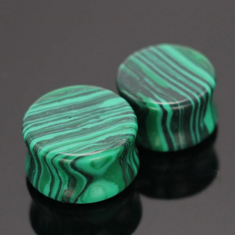 Штекер и туннель из зеленого малахита, 6-16 мм, украшения для тела, серьги, наборы из натурального камня, расширитель