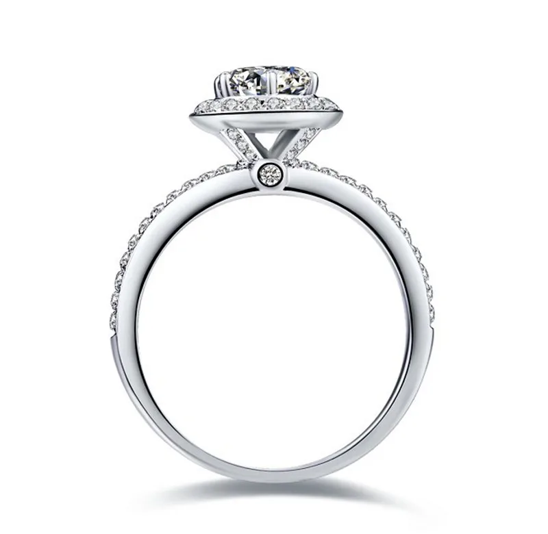 

14K высокое качество кольцо из белого золотые аксессуары для женщин 3CT круглой огранки обручальное кольцо с бриллиантом AU585 G14K ювелирные изде...