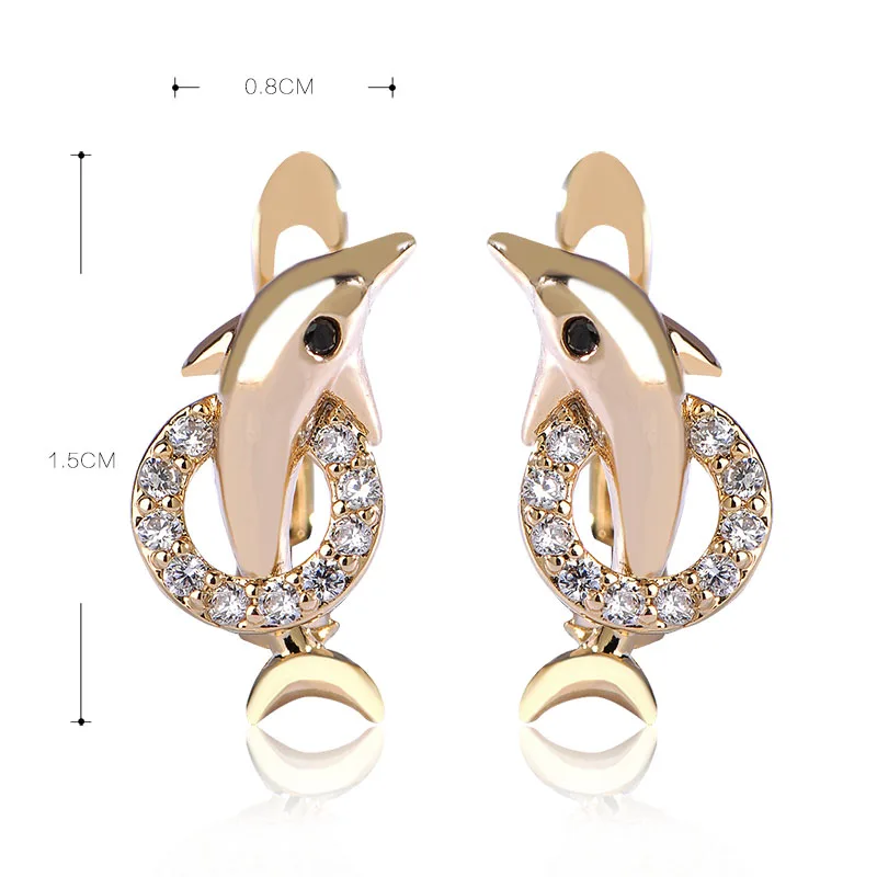 Женские серьги гвоздики с фианитом в виде дельфина|stud earrings|stud earrings for womenearrings women |