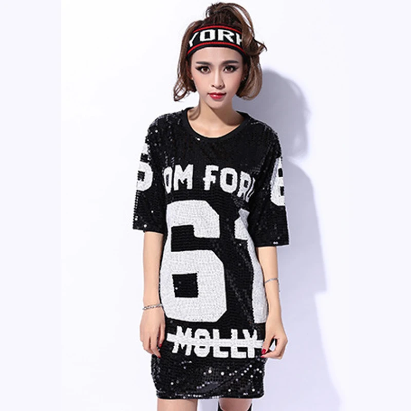 2017 новая личность улица Английский алфавит 61 блестки футболка юбка длинные