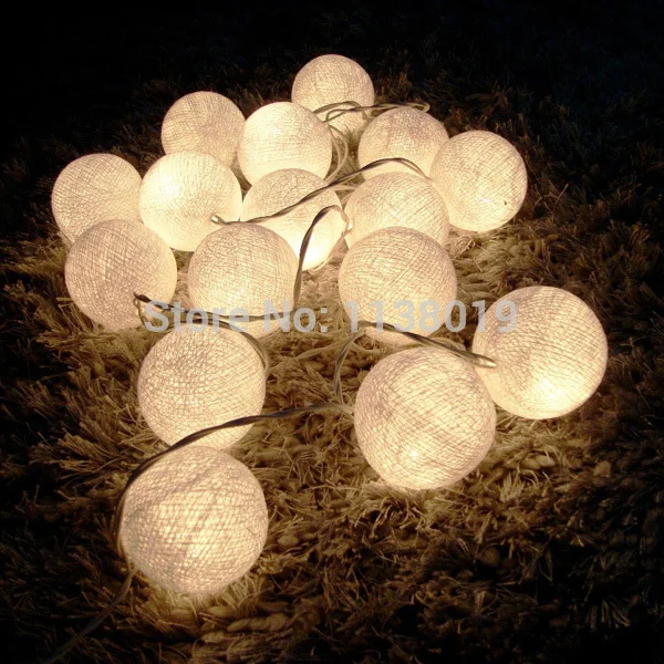 20 Balls/pcs Cream white Ivory White Cotton Balls Fairy String Lights Christmas Wedding Halloween gift Free Shipping | Лампы и