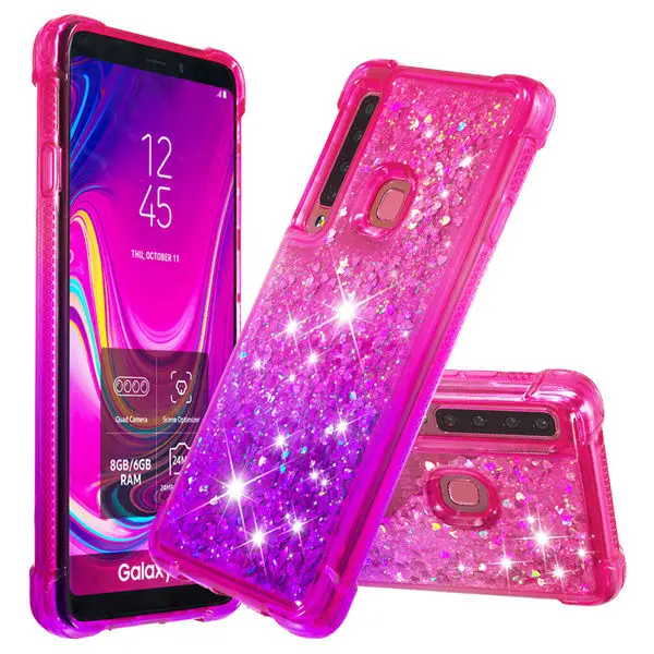 Градиент Блестящий Жидкий чехол для samsung Galaxy A9 A920F A920 SM-A920F Coque для samsung A9 динамический песок крышка - Цвет: Розовый