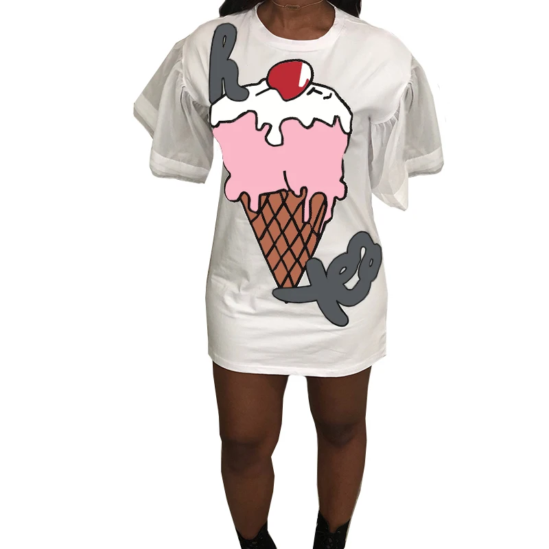 Мини-платье с коротким рукавом и принтом мороженого в готическом стиле | Женская