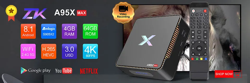Android Smart tv Box A95X MAX Amlogic S905X2 4 Гб ОЗУ 64 Гб ПЗУ Запись Видео Android 8,1 телеприставка 2,4 г и 5 ГГц двойной Wifi BT4.2