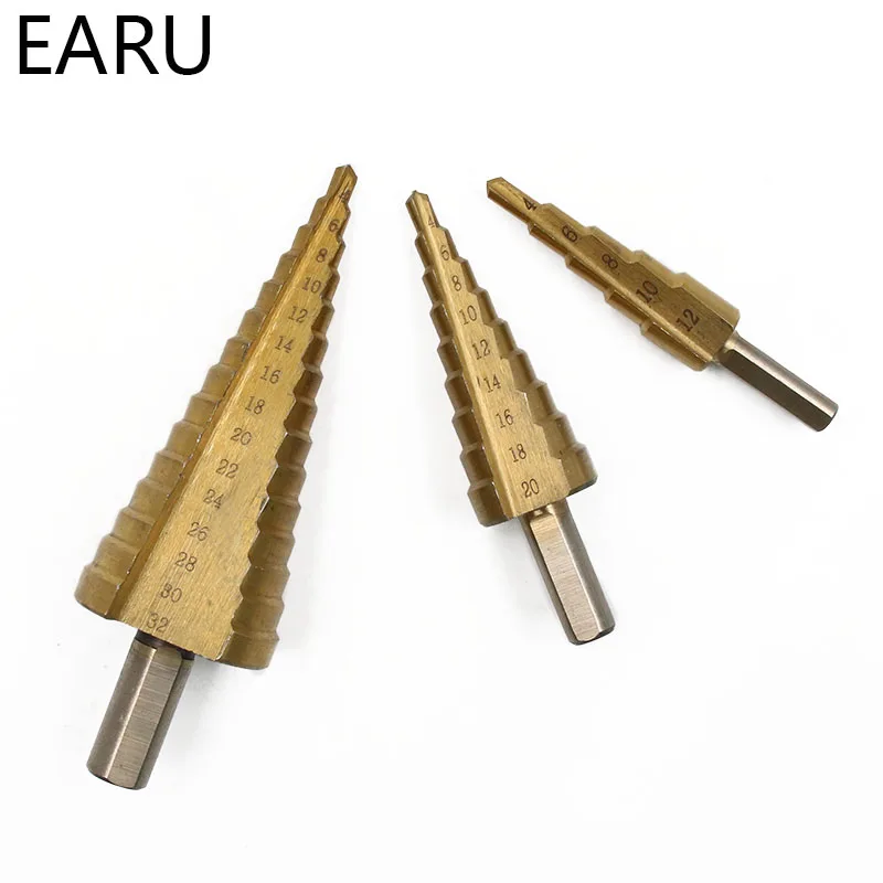 Ступенчатые сверла из быстрорежущей стали с шестигранным хвостовиком 4 12/20/32