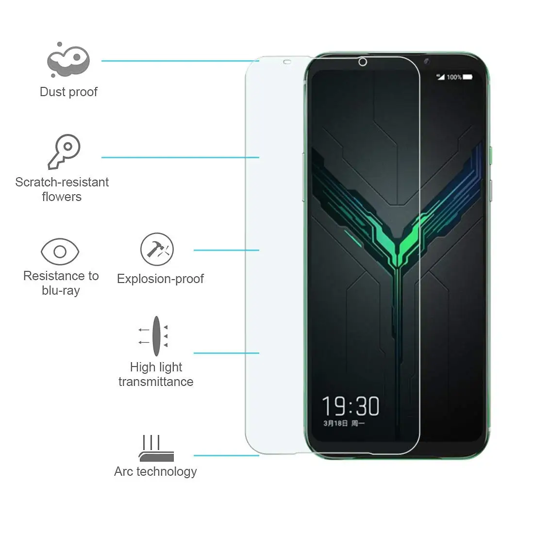 Защитное стекло для Xiaomi Black shark 2 закаленное shark2 Защитная стеклянная пленка