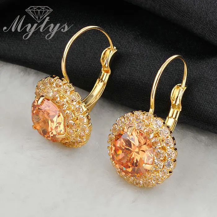 Серьги Mytys с кристаллами для женщин, круглые серьги, разноцветные модные серьги с кристаллами E176 E177 E178 E179