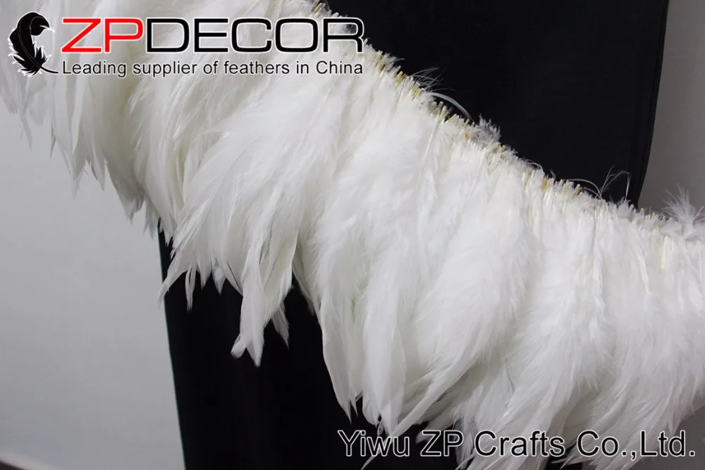 ZPDECOR петух перо производитель 6-8 дюймов ручная работа белый нанизанный петух Schlappen перьев для свадебного украшения