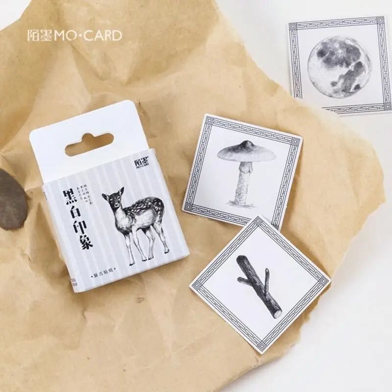 45 шт. черно белые винтажные наклейки в виде цветов природы скрапбукинг дневник