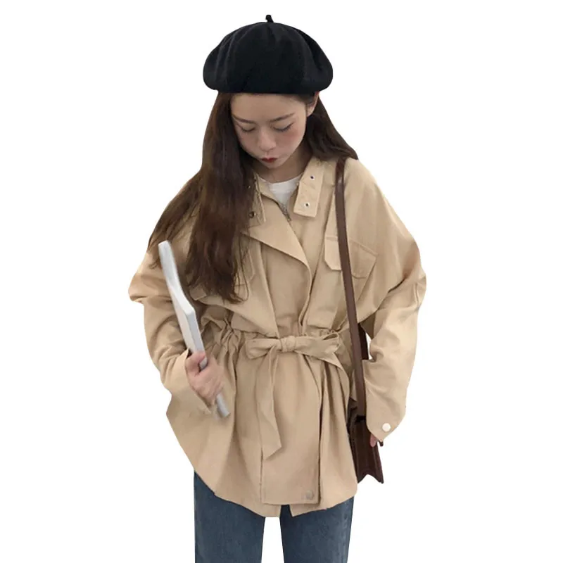 Женская ветровка в Корейском стиле Повседневная тонкая однотонная куртка с