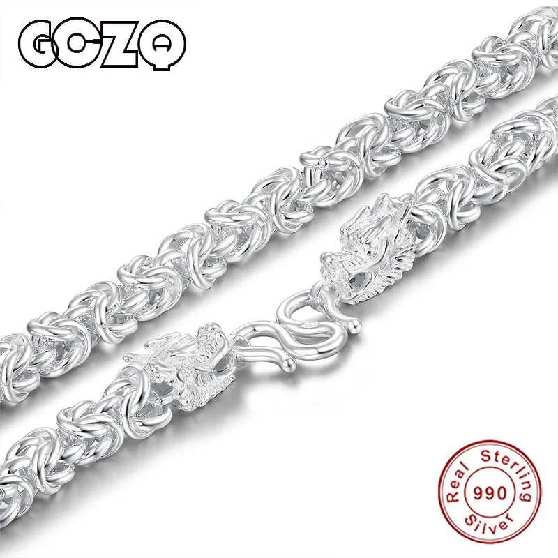 GCZQ Dragonhead Sterling Silver Necklaces Men Big Statment Solid Silver Chain Necklaces For men Dragon Head Jewelries