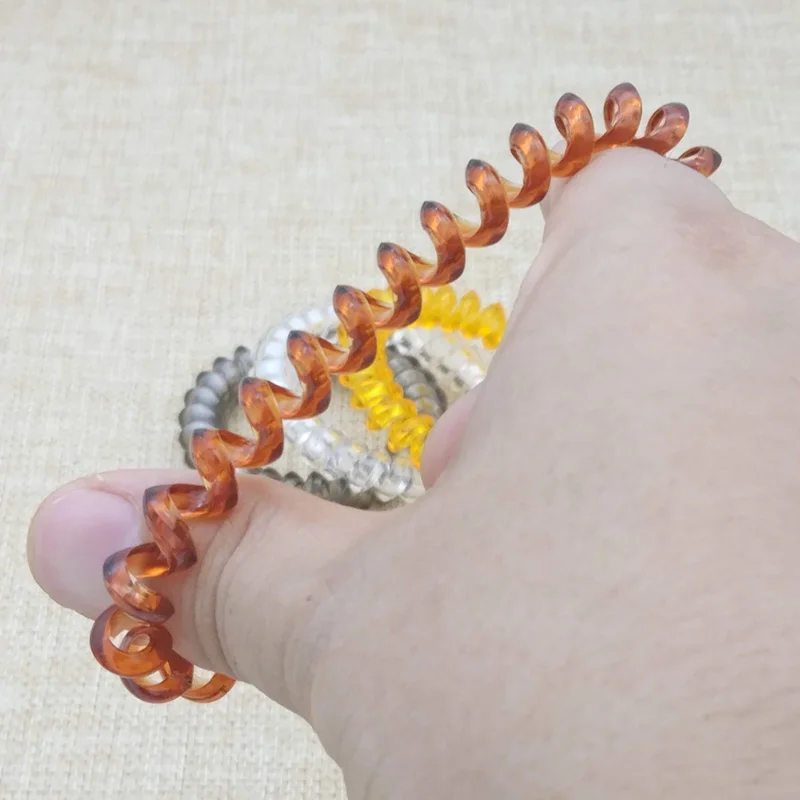 

Big Size (5cm) Lots 4Pcs Transparent Hair Scrunchie Telephone Wire Elastic Band Rope Hair Ring Spiral Rubber Band Hairband