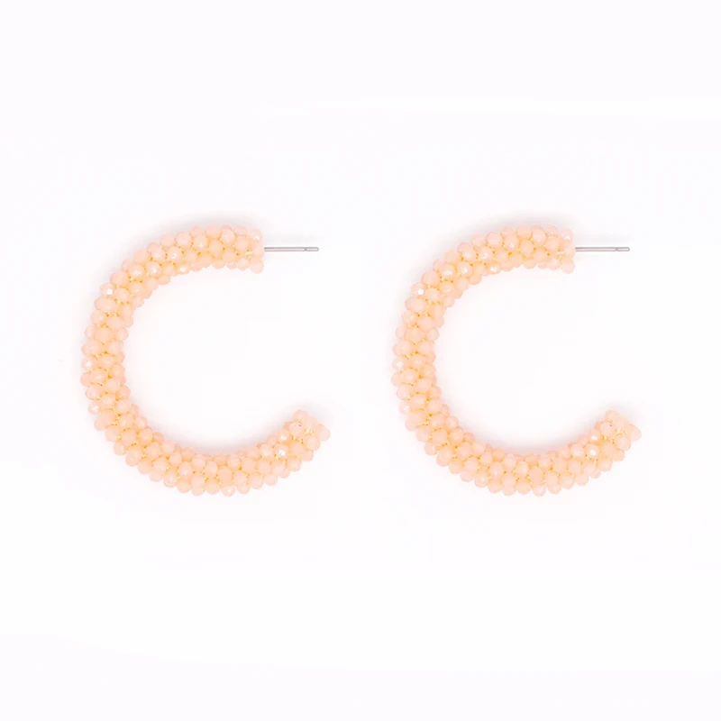 light orange INKDEW C Тип бусины обруч с кристаллами серьги трендовые геометрические круглые блестящие большие серьги для женщин подарок вечерние дизайн бохо - Окраска металла: light orange