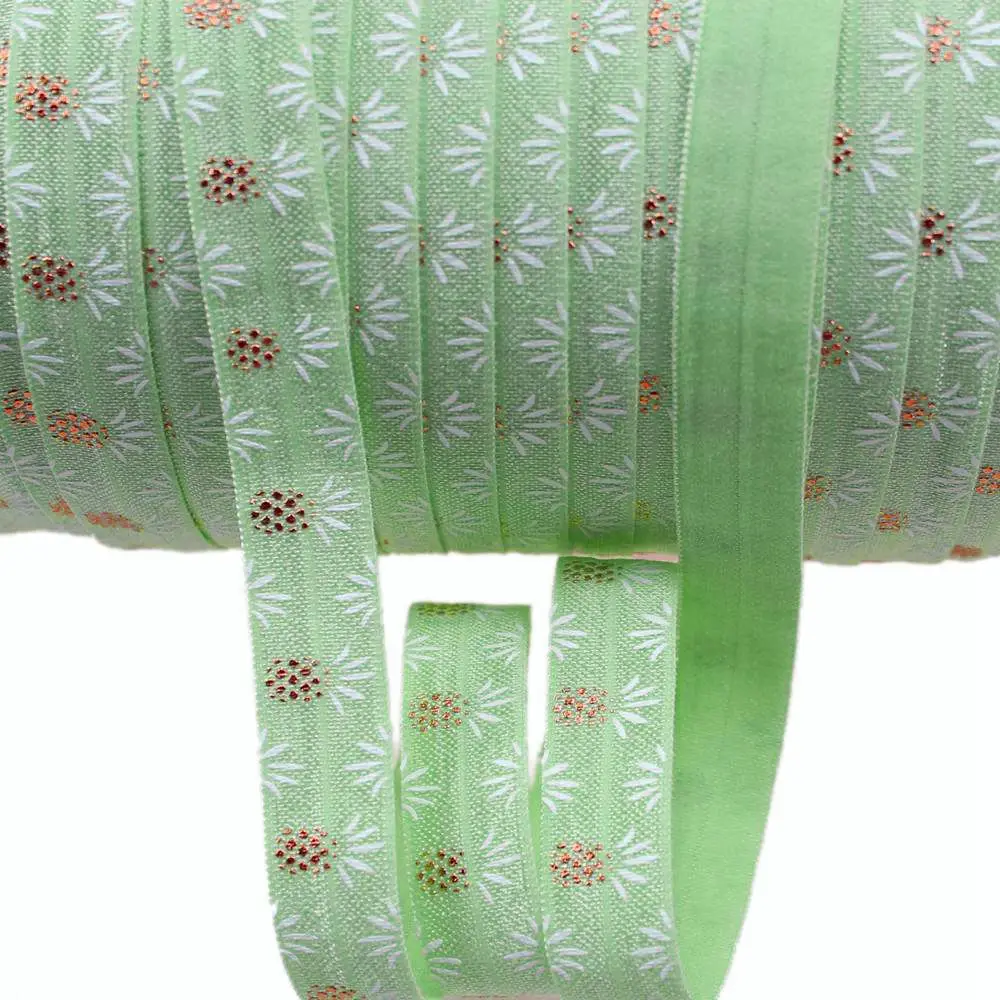513 Pastel Green 5/" Золотая фольга ананас напечатанный FOE сгибается над эластичным 100 ярдов/ - Цвет: 513 Pastel Green