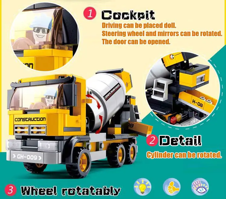 SLUBAN 0550 блок инженерный Бетономешалка модель 296 шт DIY Развивающие строительные