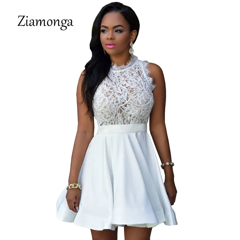 Женское короткое Плиссированное Платье черно белое платье с кружевом кроше