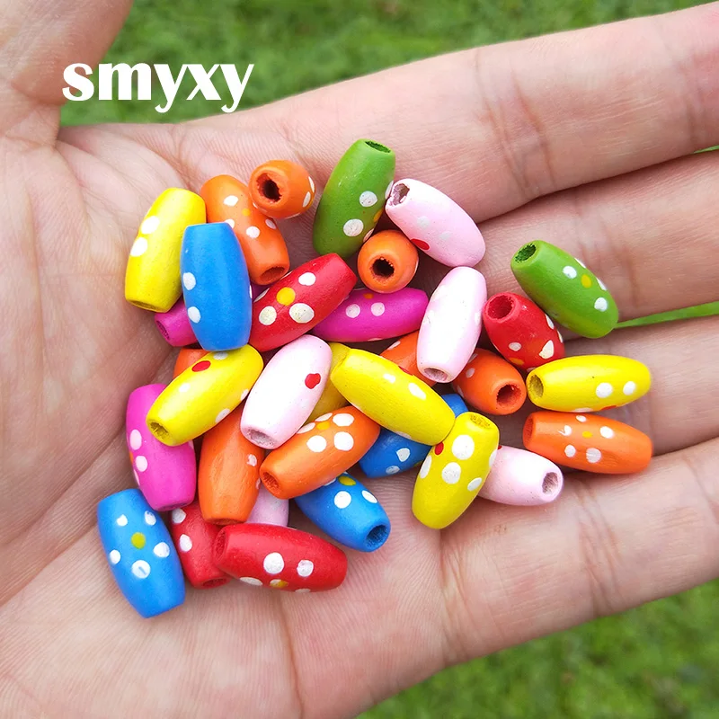 50 шт 15х8 мм микс разноцветных длинных овальных Деревянных Бусин DIY аксессуары для